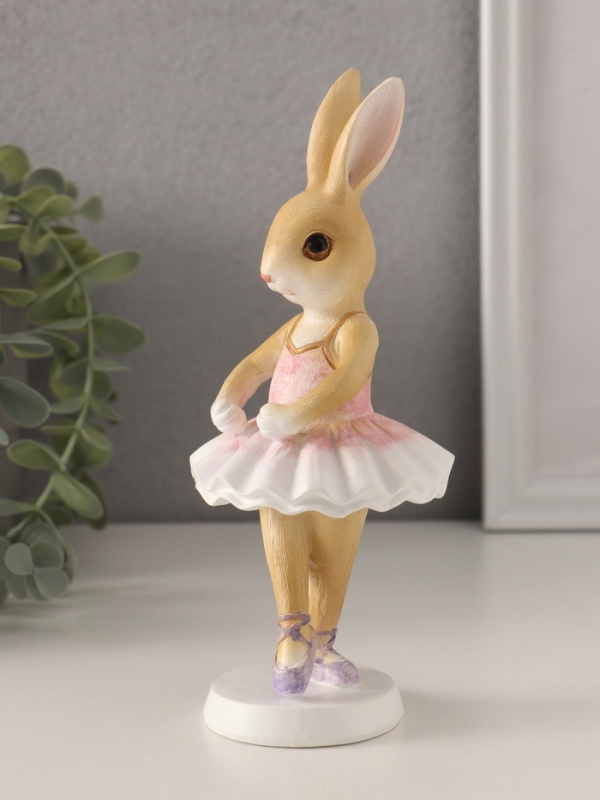 Сувенир полистоун  Сувенир полистоун "Зайка-балерина в бело-розовой пачке" 7х7х18 см