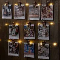 Гирлянда &laquo;Нить&raquo; 2 м, роса с насадками &laquo;Прищепки-чулок&raquo;, IP20, серебристая нить, 20 LED, от батареек АА&times;2, свечение тёплое белое