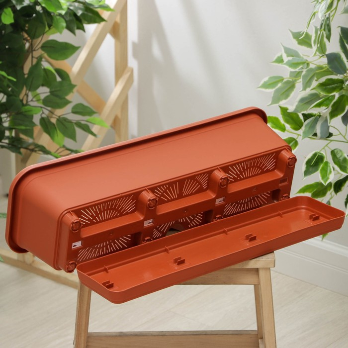 Ящик балконный с поддоном, 60 см, цвет терракотовый Ящик балконный с поддоном, 60 см, цвет терракотовый