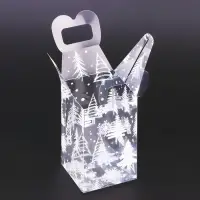 Коробка подарочная новогодняя складная ПВХ «Ёлочка в лесу» 6×6×10 см