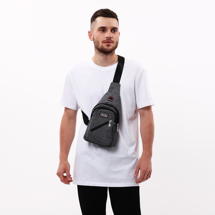 Сумка слинг мужская из текстиля, цвет серый Сумка слинг мужская из текстиля, цвет серый