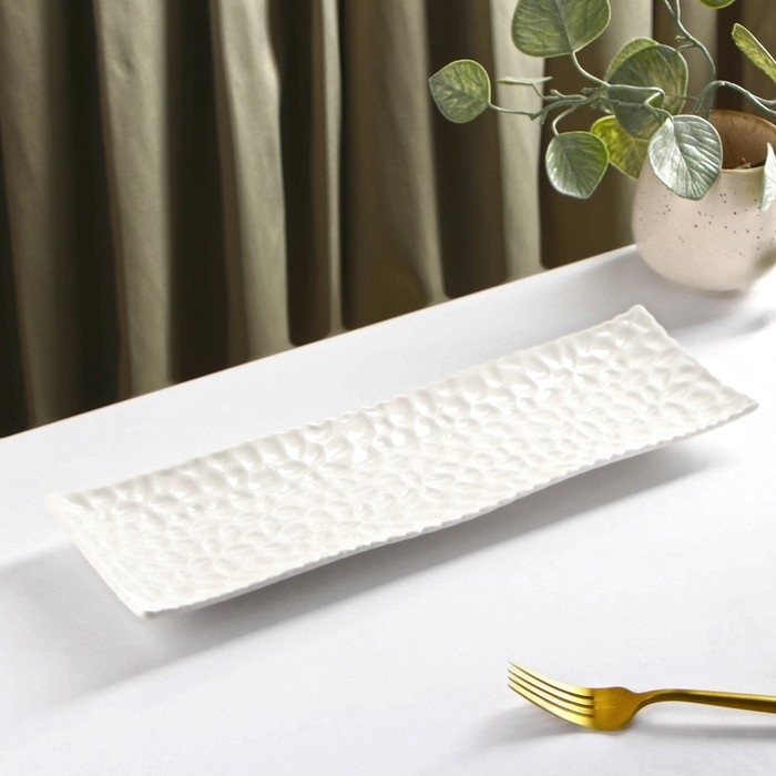 Блюдо керамическое сервировочное «Воздушность», 35,5×10,5×2.5 см, цвет белый