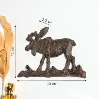 Крючки настенные &laquo;Лось на бревне&raquo;, ключница декоративная, чугун, 23&times;15&times;2.2 см