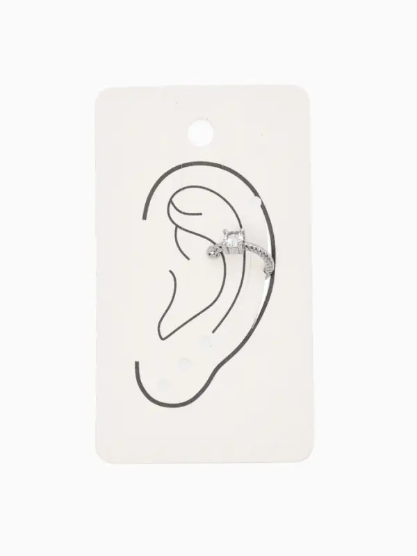 Серьга кафф &laquo;Драгоценность&raquo;, белая в серебре