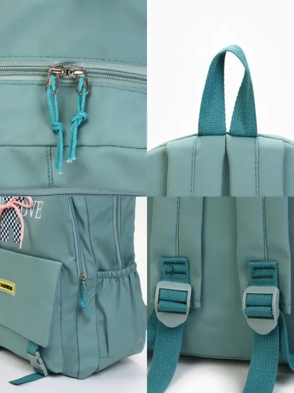 Рюкзак школьный на молнии, с карманами, с принтом, размер 30&times;13&times;44 см, зелёный