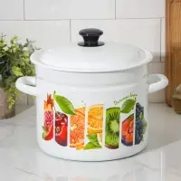 Кастрюля эмалированная, 7 л, d=24 см, с крышкой, деколь МИКС, белая