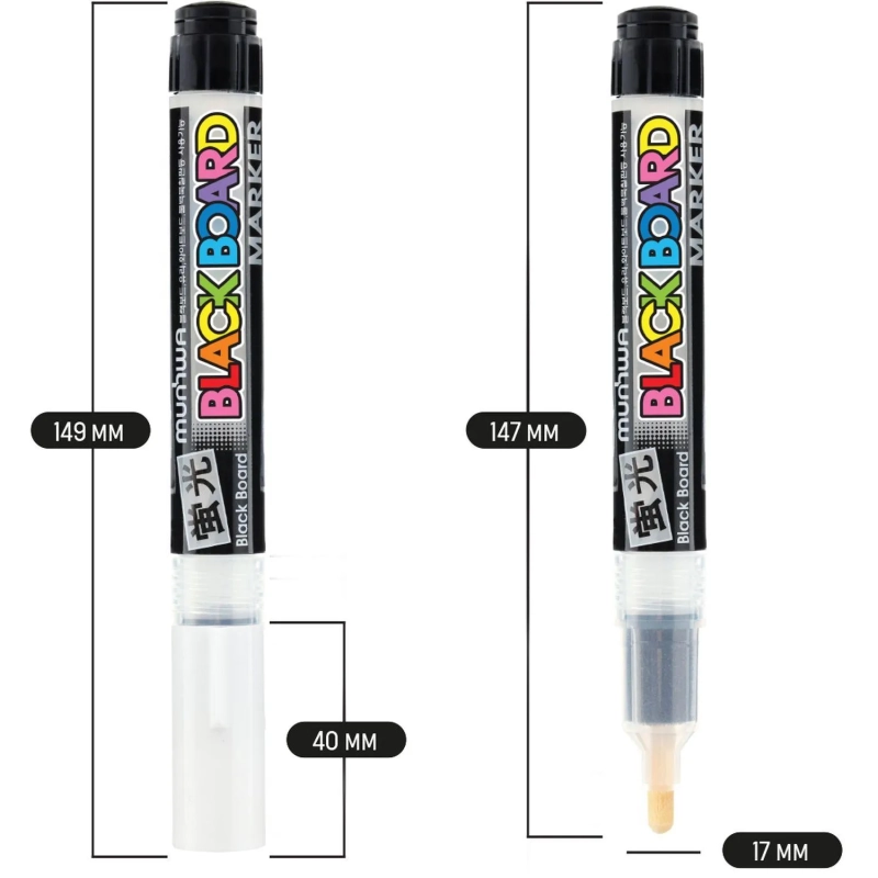 Маркер меловой MunHwa Black Board Marker белый 3мм, водная основа BM-05