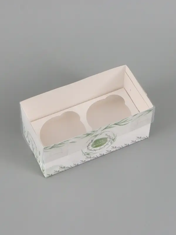 Коробка для капкейков, кондитерская упаковка, 2 ячейки &laquo;Для тебя&raquo;, 16&times;8&times;7.5 см