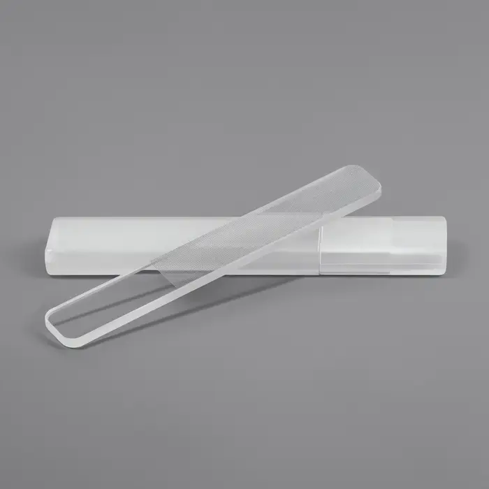 Пилка стеклянная для ногтей, лазерная, 9 см, в пластиковом футляре