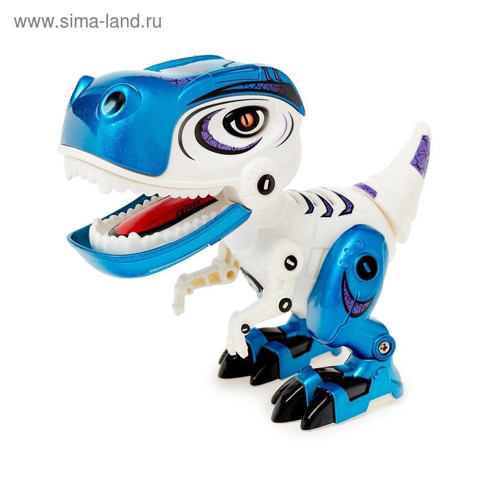 Робот динозавр «Минизаврик», интерактивный: реагирует на касания, звук, свет, на батарейках, цвета МИКС