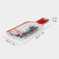 Блюдо сервировочное Доляна &laquo;С новым годом&raquo;, 25.5&times;10.2&times;1.5 см, в форме бутылки, стекло, белое, красное
