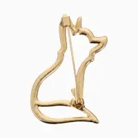 Брошь &laquo;Лиса&raquo;, сидящая, цвет золото