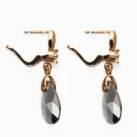 Серьги со стразами &laquo;Иллюзион&raquo;, капля на овале, бело-бензиновые в розовом золоте