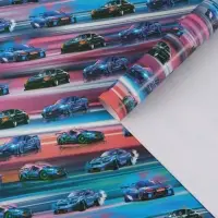 Бумага упаковочная глянцевая &laquo;Машинки&raquo;, 70&times;100 см