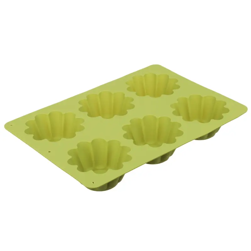 VETTA Форма силиконовая 6 ячеек, для кексов, гофрированная, 25.5x18x3.5см, 3 цвета