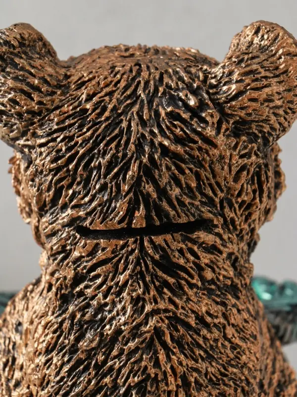 Копилка-подставка для мелочей Копилка-подставка для мелочей "Мишка с листком" 34х18 см, бронза с серебром