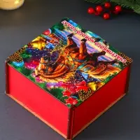 Короб сувенирный, новогодний, подарочный №4 "С Новым Годом" 18х18х9,5 см