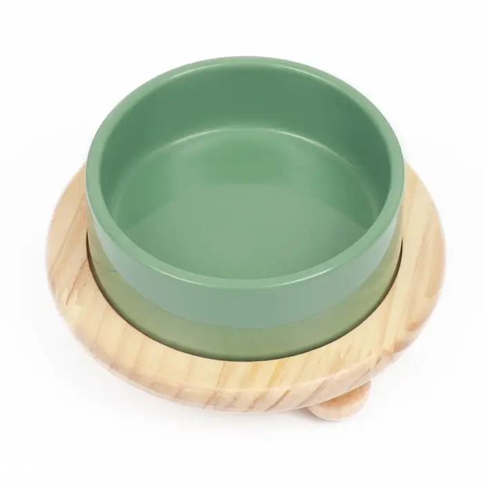 Миска, 300 мл, 13&times;5 см, на подставке, керамика, серо-зелёная