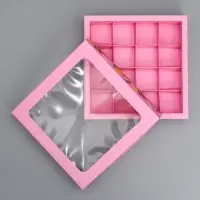 Коробка для конфет, кондитерская упаковка, 16 ячеек &laquo;От всего сердца&raquo;, 18.9&times;18.9&times;3.8 см