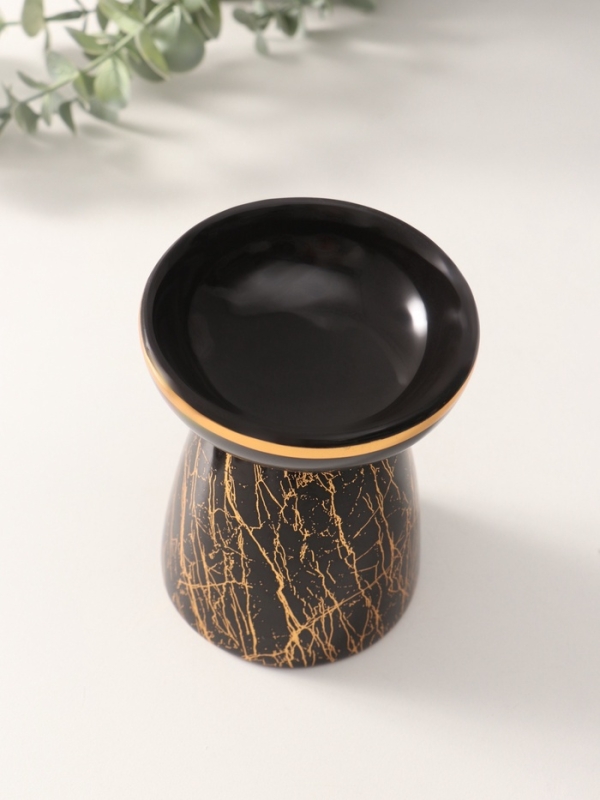 Аромалампа керамика Аромалампа керамика "Золотой кракелюр на чёрном" 9,3х9,3х11,8 см