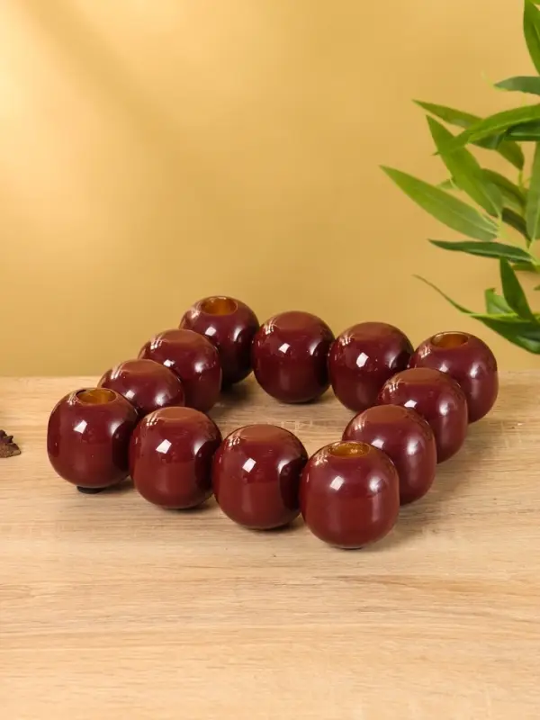 Подсвечник на 4 свечи «Бусы», с 12 сферами, 20.5×20.5×5.5 см, сливовый