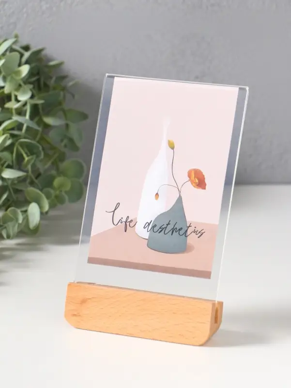 Фоторамка дерево 10х15 см "Синие цветы на белом" 2х10,5х17 см