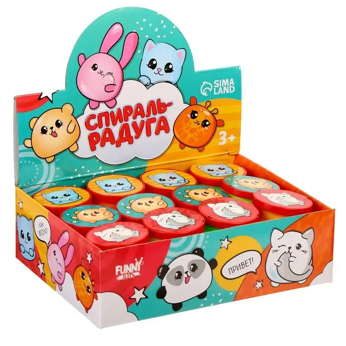 Пружинка - радуга «Пухлики» d=5 см, в шоубоксе, МИКС