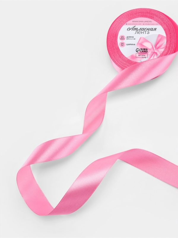 Лента атласная 25мм*25±1ярд(23м±1м) СП розовый АУ Лента атласная 25мм*25±1ярд(23м±1м) СП розовый АУ