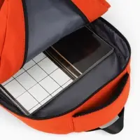 Рюкзак, 27*13*38,5 см, 2 отд 3н/карм, Комби, Водонепрон. дно, оранж/черн