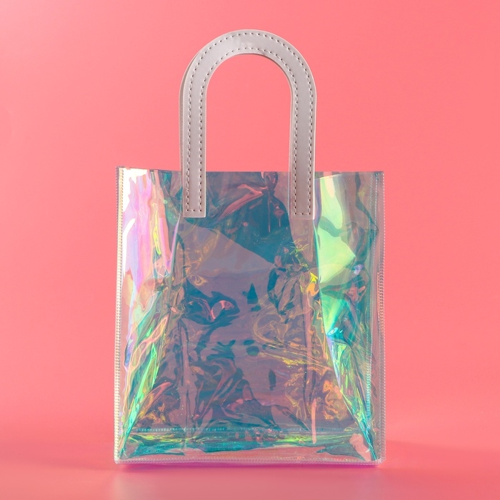 Пакет подарочный из ПВХ, белый, ирридисцентный, 20 х 18 х 10 см Пакет подарочный из ПВХ, белый, ирридисцентный, 20 х 18 х 10 см