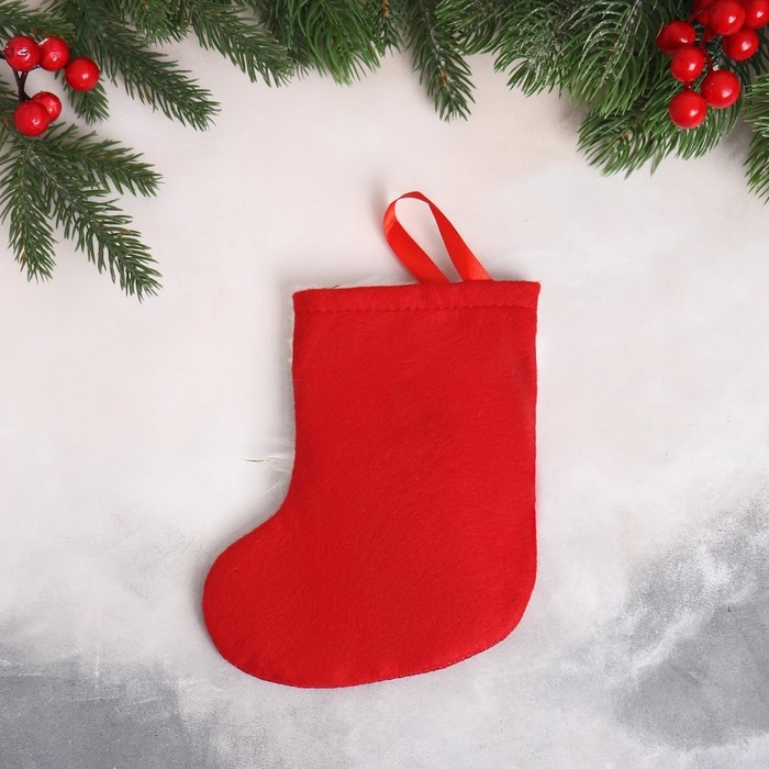 Мягкая подвеска Мягкая подвеска "Носок - Снеговик с пушком" 13х17 см, бело-красный