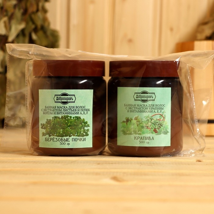 Набор витаминный ДобропаровЪ: маска для волос Набор витаминный ДобропаровЪ: маска для волос "Березовые почки", 500 мл + маска для волос "Крапива", 500 мл