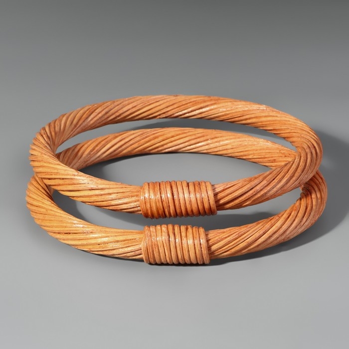 Ручки для сумки деревянные, плетёные, d = 10,2 / 12,5 см, 2 шт, цвет светло-коричневый Ручки для сумки деревянные, плетёные, d = 10,2 / 12,5 см, 2 шт, цвет светло-коричневый