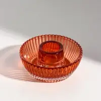 Подсвечник на 1 свечу &laquo;Элегия&raquo;, стекло, оранж d=2.5 см, 8.3&times;8.3&times;4 см