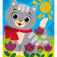 Набор для творчества. Аппликация фольгой "Котёнок" размер 138х165 мм (конверт, 6 цв)