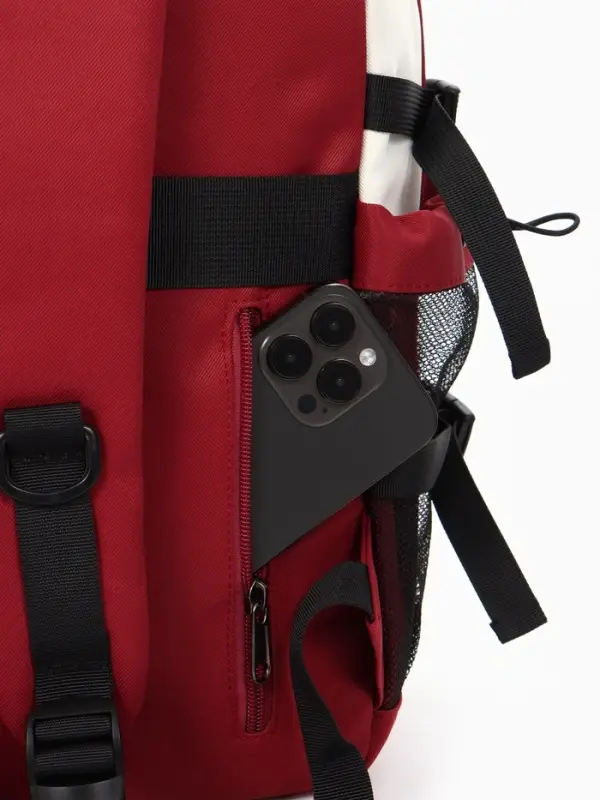 Рюкзак школьный, с мягкой спинкой, 2 отделения, 5 карманов, 30&times;14&times;45 см, бордовый, белый