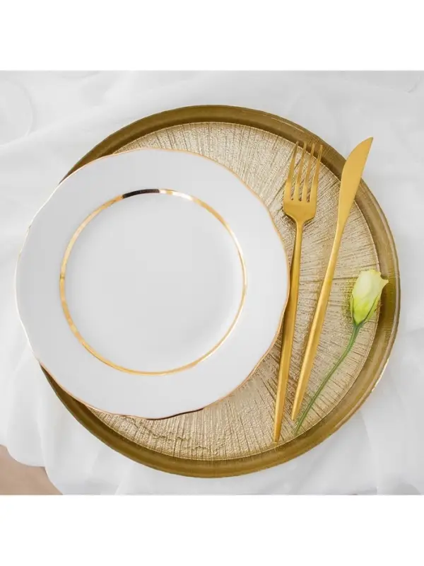 Блюдо сервировочное &laquo;Кувшинка&raquo;, d=28 см, стекло, золотистое