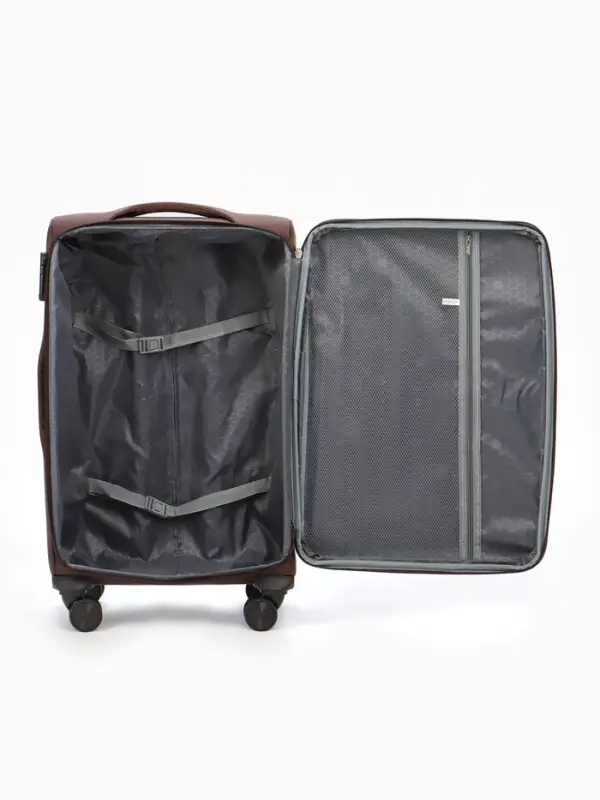 Чемодан на колёсах TEXTURA, кодовый замок, с увеличением, 42&times;26&times;68 см, 24", коричневый