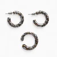 Серьги и каффы QF &laquo;Леопард&raquo;, набор, цвет серебро