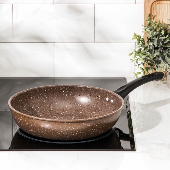 Сковорода Rock, d=25 см, пластиковая ручка, антипригарное покрытие, цвет коричневый Сковорода Rock, d=25 см, пластиковая ручка, антипригарное покрытие, цвет коричневый