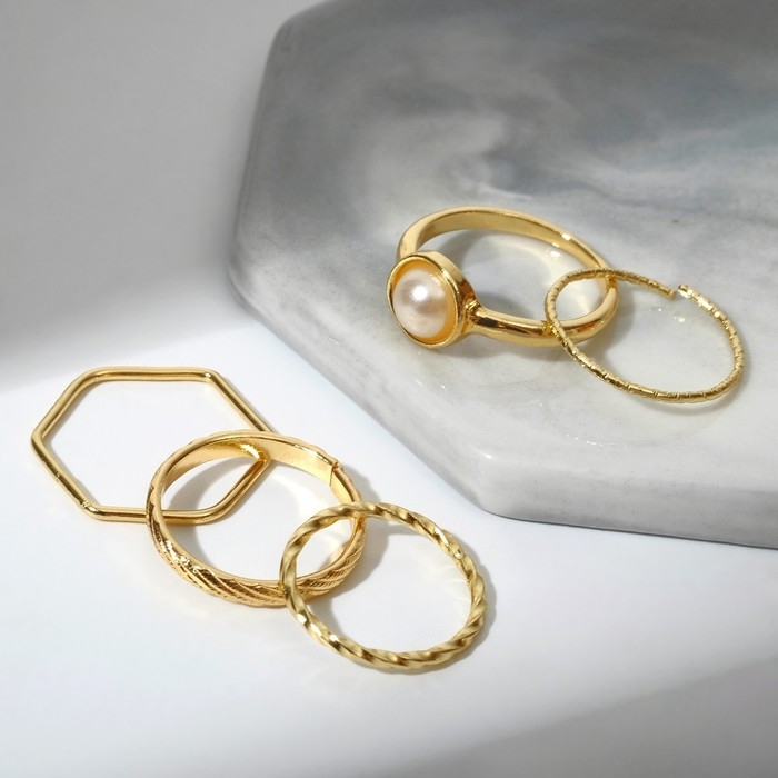 Кольцо набор 5 штук «Идеальные пальчики» грация, цвет белый в золоте