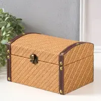 Шкатулка дерево "Диагональ" охра набор 2 шт 19х13,5х12 23х17х14 см