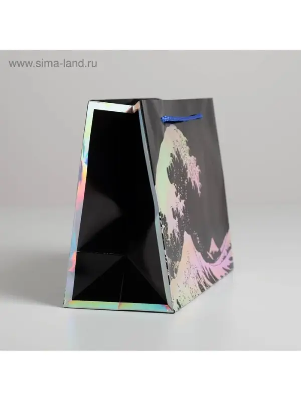 Пакет подарочный голографический, упаковка, The sea, 27&times;23&times;11.5 см