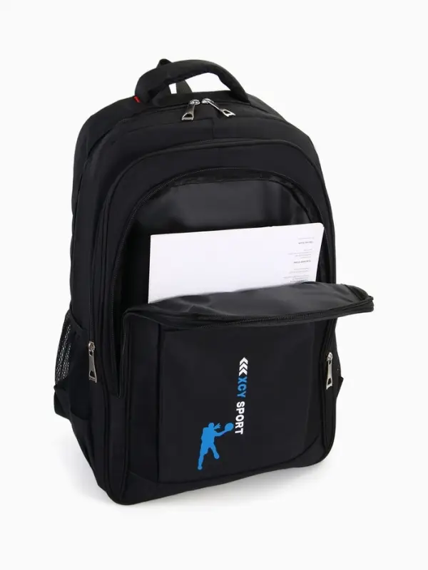 Рюкзак &laquo;СПОРТ&raquo;, со светоотражающими элементами, 2 отдела, 3 кармана, 37&times;17&times;54 см, чёрный