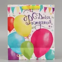 Пакет подарочный ламинированный, упаковка, &laquo;С Днём Рождения!&raquo;, ML 23&times;27&times;11.5 см
