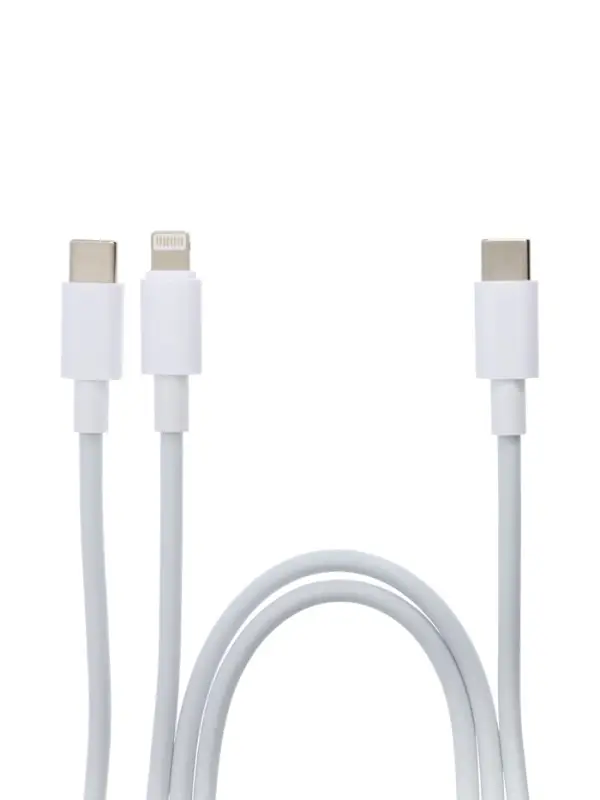 Кабель VIXION PRO VX-19, Type-C - Type-C + Lightning, 10 Вт, 1.2 м, белый