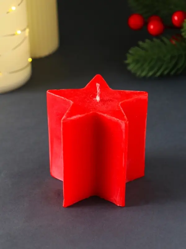 Свеча "Большая звезда" 70*70*70 мм, красная