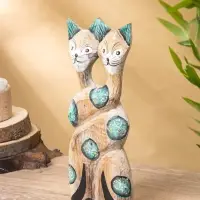 Сувенир интерьерный "Сиамские кошечки" 12х3х30 см, дерево, цв. зелёный Сувенир интерьерный "Сиамские кошечки" 12х3х30 см, дерево, цв. зелёный