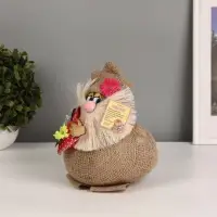 Фигурка - оберег &laquo;Домовой. Васек на мешковине, с красным мешком&raquo;, 26&times;21&times;21 см