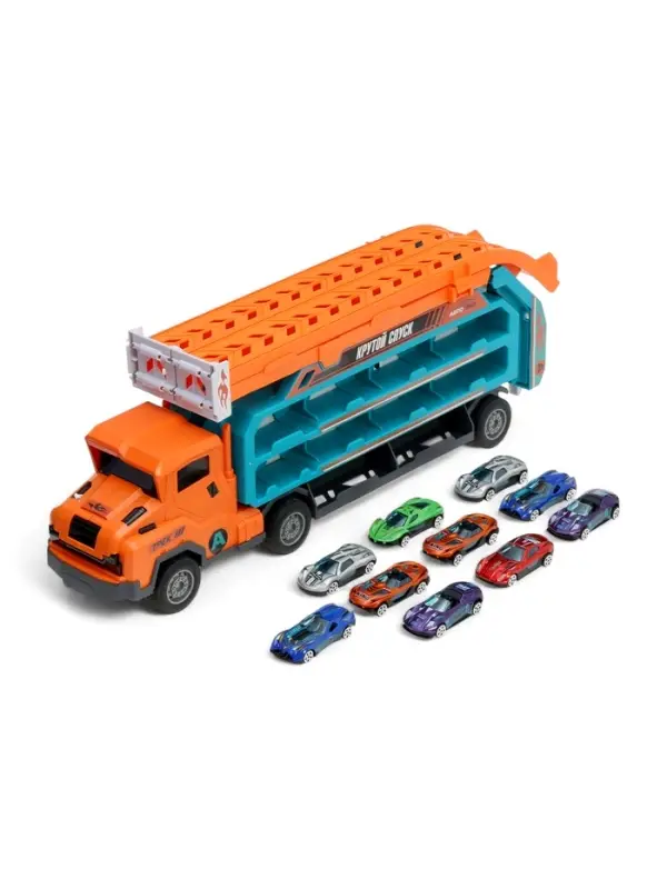 Автоград Автовоз с большой горкой и 10 машинками Автоград Автовоз с большой горкой и 10 машинками